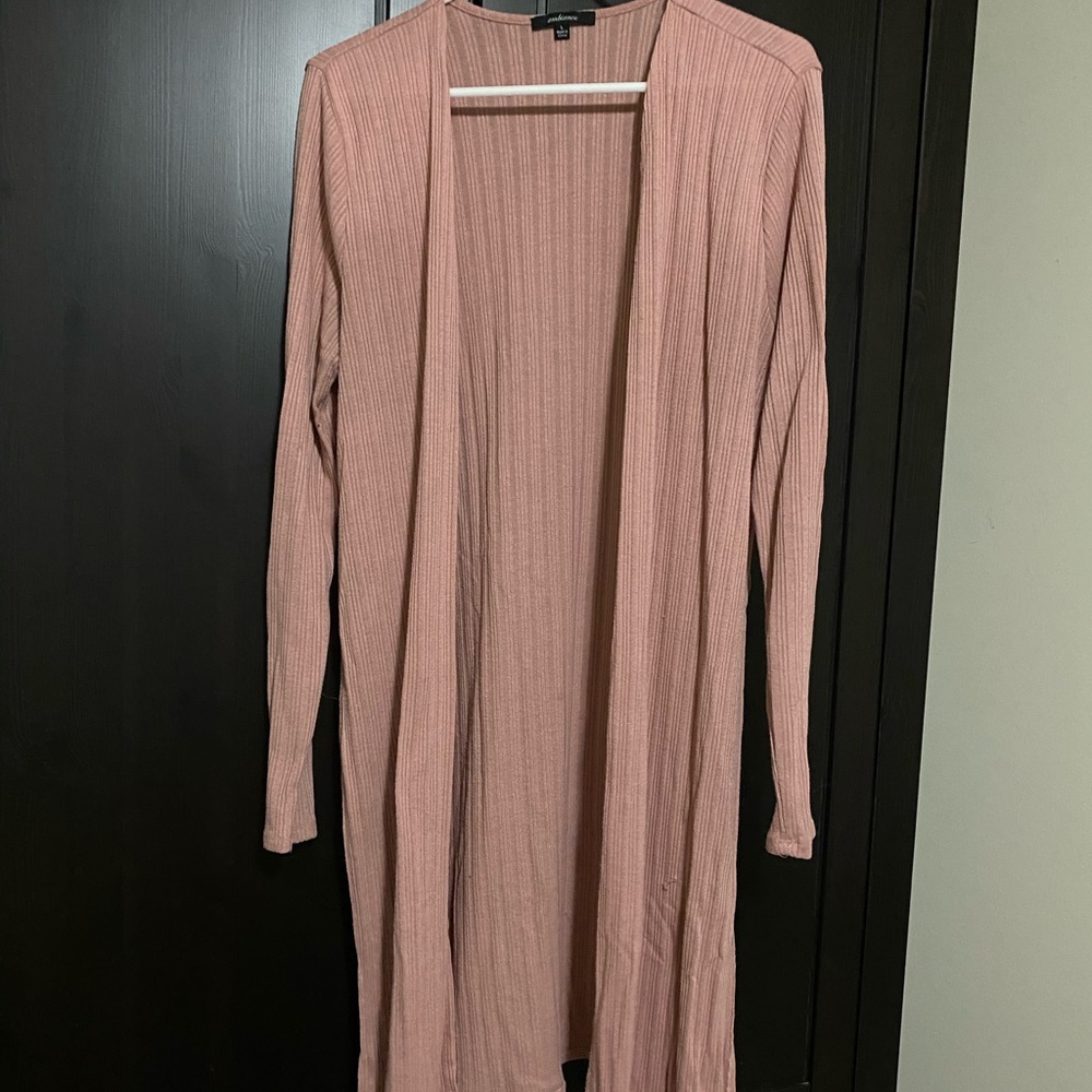Ambiance Long Cardigan Split Side Sweater Blush